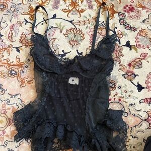 Black Lace & Mesh Women’s Chemise Nightwear